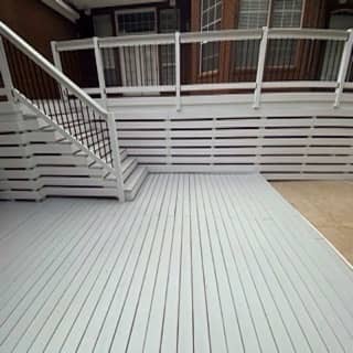 Deck refinished in soft gray in Spanish Fort, Alabama