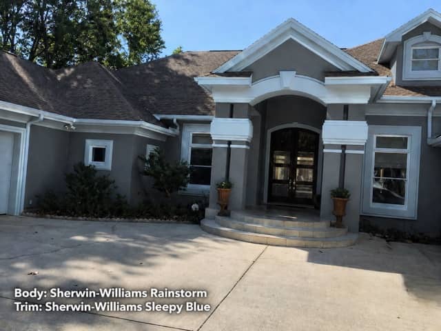Exterior elevation with a second color or accent surface treated