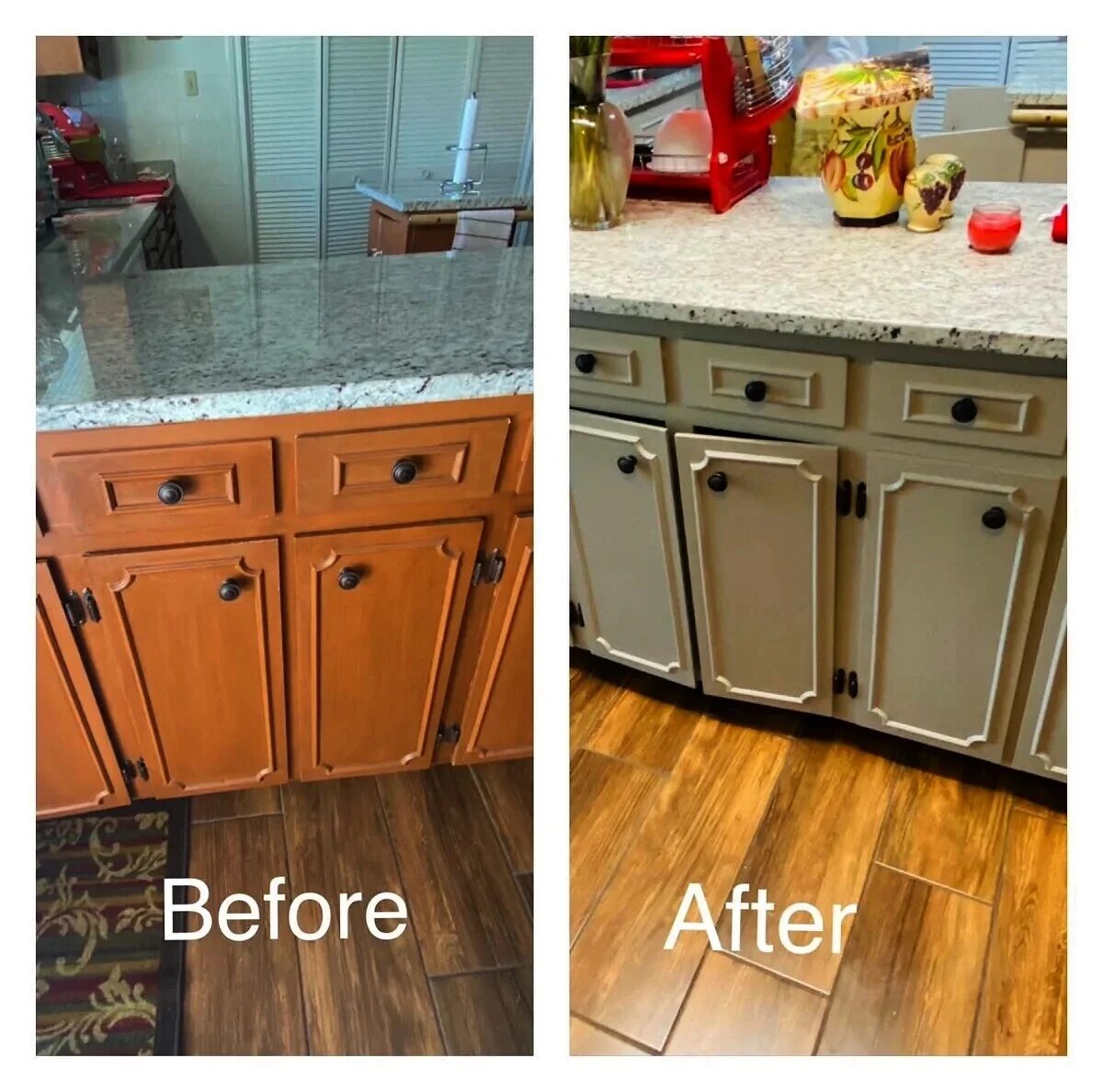 Before And After Kitchen Cabinets — Cabinet Painting in Daphne, Baldwin County, Alabama by Paint Doctors LLC.