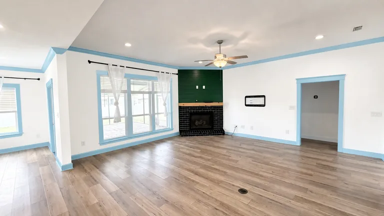 Paint Guru render — replaced sheetrock wall finished in Pure White